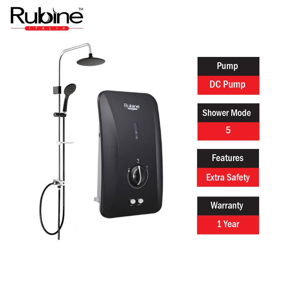 Rubine RWHFS391DBRCB Water Heater (Hand Shower with Rain Shower Set)