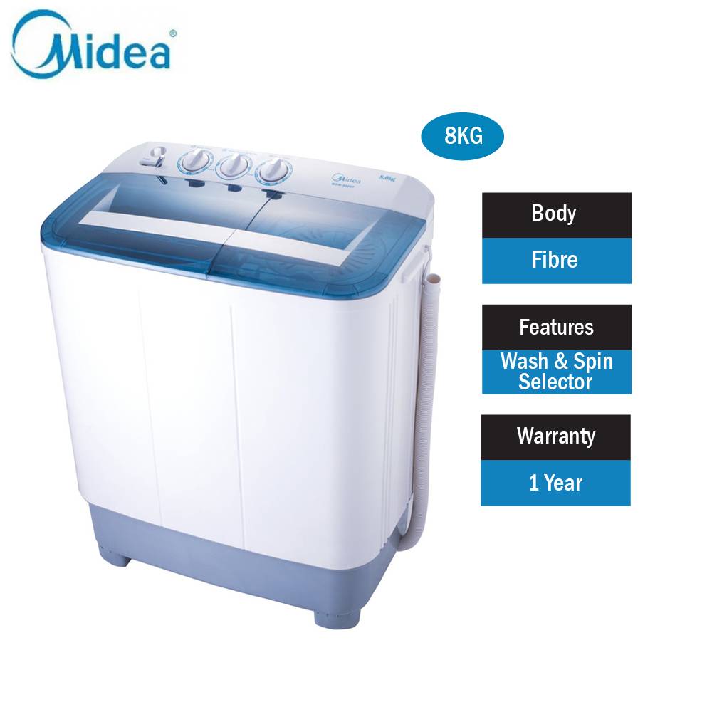 Midea Semi Auto Washing Machine MSW6008P 6.0kg / MSW8008P 8.0kg